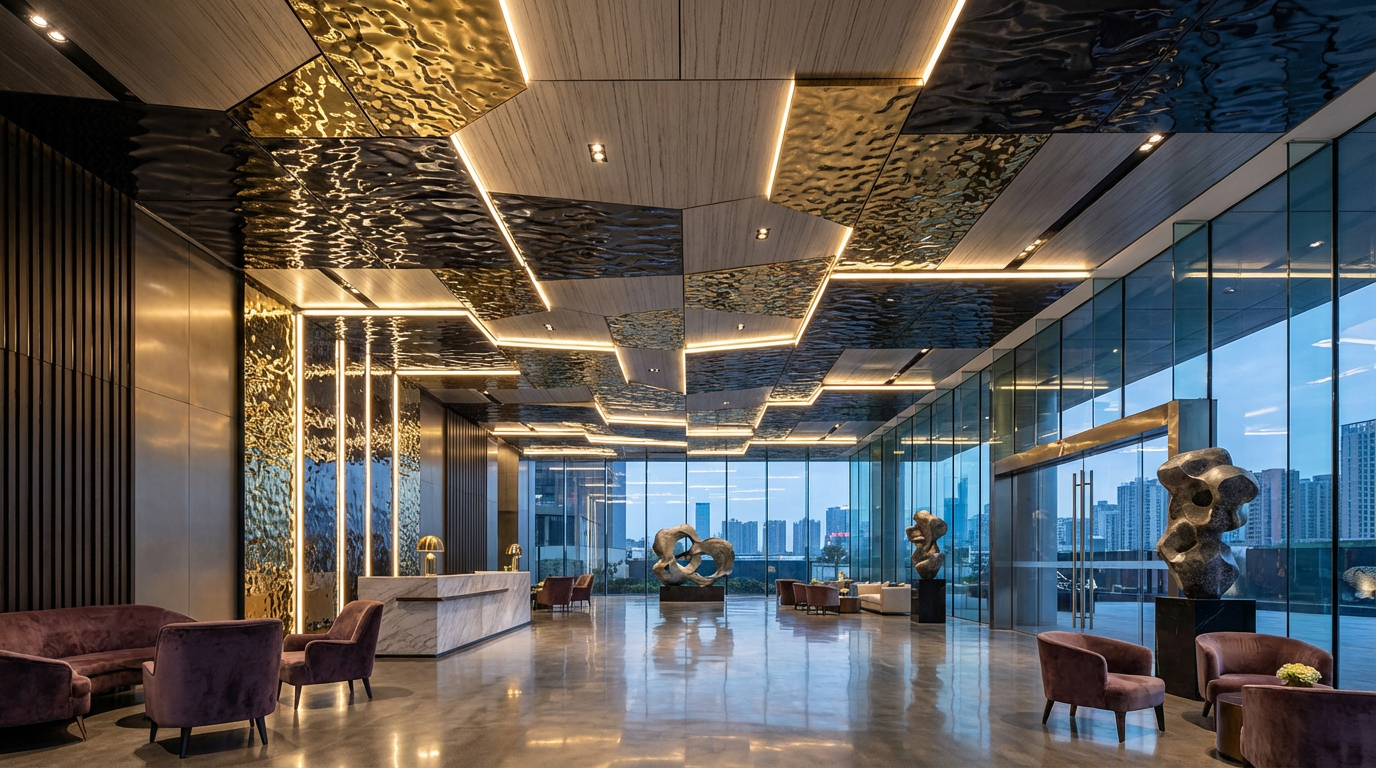 Celestial Drama: Sculptural Stainless Steel as Art in Ultra-Luxury Lobby Design